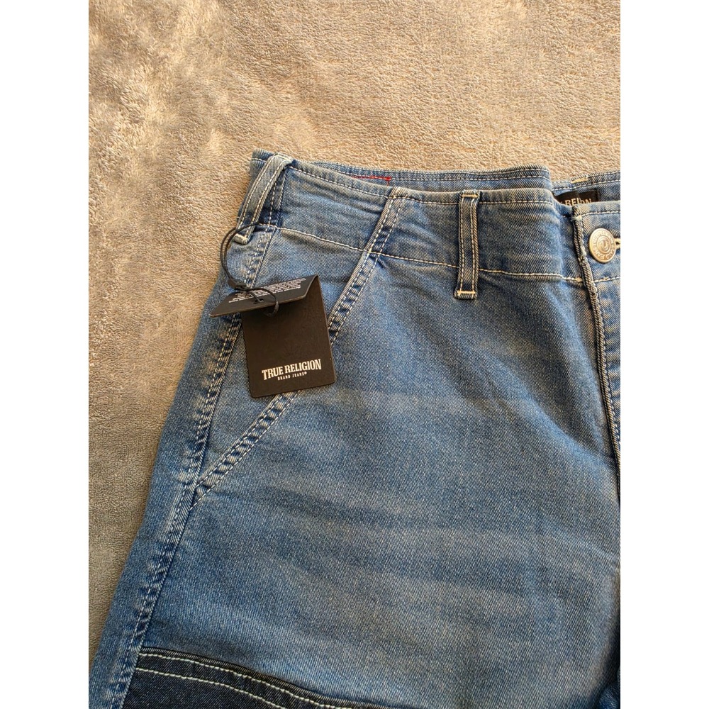 True Religion Low Rise Carpenter Jeans Wide Leg Double Knee Blue Denim W30 - Picture 2 of 7